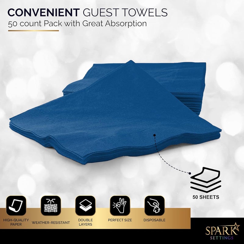 Amcrate Cocktail Napkins Disposable, Royal Blue Beverage Napkins Soft and Absorbent Paper Napkins for Dinner, Party, Wedding, Or Every Day Use, 7” x 7” 2 Ply Party Napkins, Pack of 40 - By - Image 4